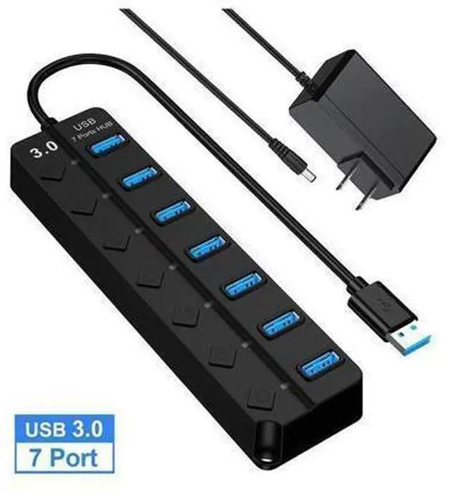 Main image of USB HUB - USB 3.0 Ports with Individual Power Switch, Data Splitter & Power Hub (7 Ports)