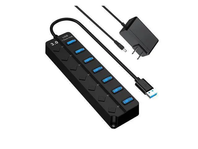 Main image of XJYLCPC USB Hub 3.0 Splitter, 7-Port USB Hubs, Multiple Ports Expansion, Individual On/Off Switch LED Indicator, Slim Portable Data Expander for Laptop, Keyboard, Mouse, Adapter