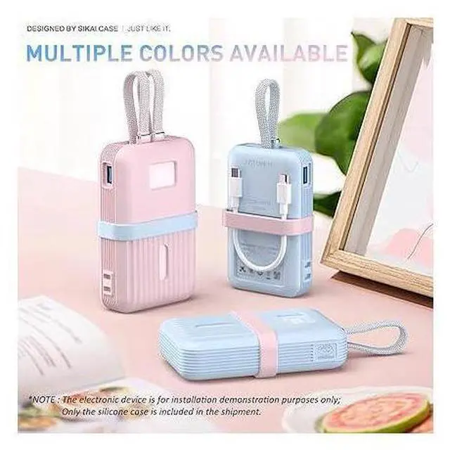 Alt view image 5 of 5 - Silicone Case for Zolo Power Bank (10,000mAh 30W) A1680/A1688 Protective Cover with Lanyard Slot, Drop-Proof Dust-Proof Precise Cutouts for Daily Use & Travel (Pink)