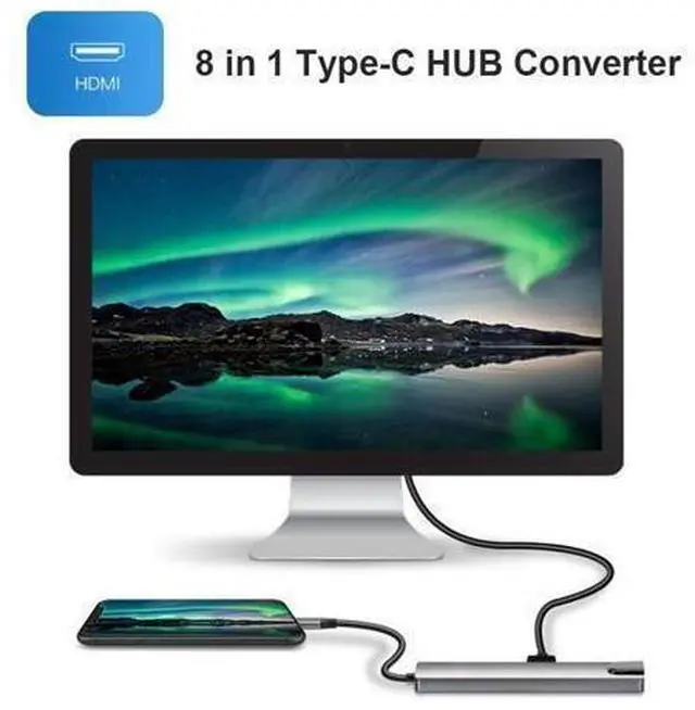 Alt view image 6 of 7 - XJYLCPC Update Version USB C Hub, 8-in-1 Type c hub Adapter with RJ45 Ethernet Port, 4K USB C to HDMI, 2USB 3.0 Ports, Type-C Port, USB C PD Charging Port, SD/TF Card Reader for MacBook Pro