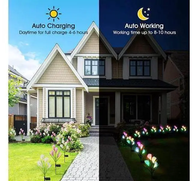 Alt view image 4 of 7 - 4 Pack Solar Garden Calla Flowers Lights, LED Soalr Outdoor Lights Decor
