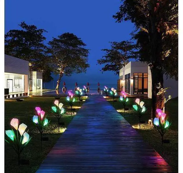 Alt view image 5 of 7 - 4 Pack Solar Garden Calla Flowers Lights, LED Soalr Outdoor Lights Decor