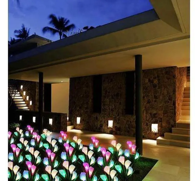 Alt view image 6 of 7 - 4 Pack Solar Garden Calla Flowers Lights, LED Soalr Outdoor Lights Decor