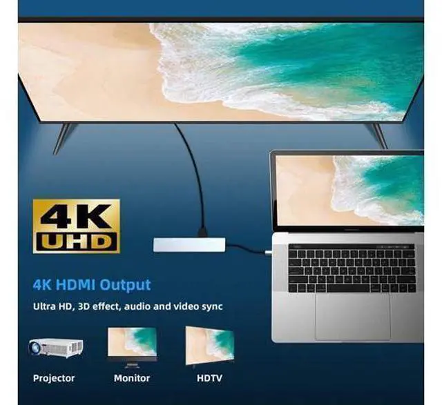 Alt view image 7 of 7 - USB C Hub, 8-in-1 Type-C Docking Station with 4K USB C to HDMI,Ethernet,87W PD,Type-C Port,2USB3.0,SD/TF, Compatible with MacBook/Pro/Air 2016/2017/2018 and More USB C Devices