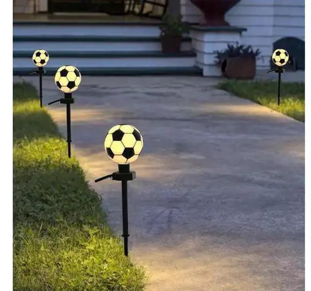 Alt view image 3 of 6 - 2pcs Football Shaped Solar Pathway Lights Soccer Solar Powered Lawn Lights Garden Light