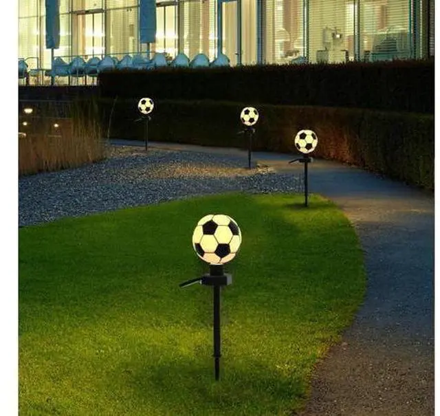 Alt view image 2 of 6 - 2pcs Football Shaped Solar Pathway Lights Soccer Solar Powered Lawn Lights Garden Light