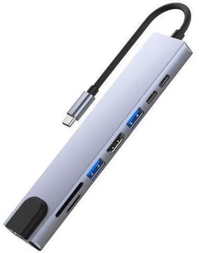 Main image of XJYLCPC USB C Hub, 8-in-1 USB C Adapter for MacBook/Pro/Air (Thunderbolt 3), with 4K USB-C to HDMI, RJ45 Port , USB3.0/2.0 Ports, SD/TF Cards Reader, 87W Power Delivery, Type-C Data Port