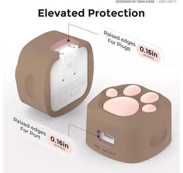 Alt view image 2 of 5 - Silicone Case Compatible with Apple 40W Dynamic Power Adapter (2025), Cute Cat Paw Protective Cover Anti-Dust & Anti-Scratch for iPhone/iPad Users,Case Only (Siamese Brown)