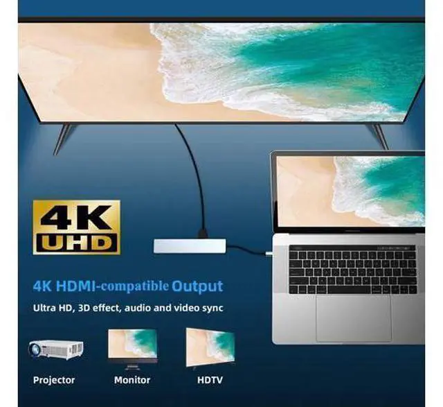 Alt view image 6 of 7 - USB C Hub for MacBook Pro/Air, 8-in-1 Type C Hub with 100M Ethernet Port, one 4K HDMI,USB3.0/USB2.0 Ports, 87W Power Delivery Charging, and SD Card Reader