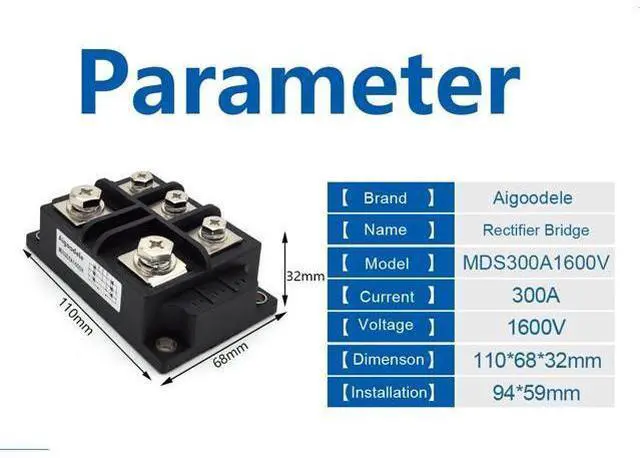 Alt view image 2 of 6 - 300A MDS300A 1600V High Power Three Phase Diode Bridge Rectification Module