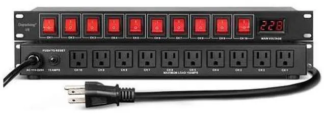Main image of U8 Power Sequencer Conditioner 10 Outlet - 15A 1800W AC Power Rack Mount Switch Conditioner, Pro Audio Digital Power Supply Surge Protector for Home Electrical Appliance,Surge Protector