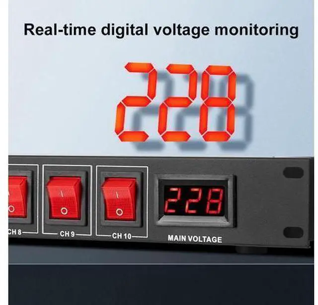 Alt view image 5 of 6 - U8 Power Sequencer Conditioner 10 Outlet - 15A 1800W AC Power Rack Mount Switch Conditioner, Pro Audio Digital Power Supply Surge Protector for Home Electrical Appliance,Surge Protector