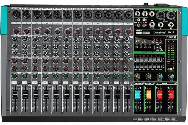 Main image of MX12 12 Channel Sound Mixer Audio Mixing Console 48V 256DSP Professional USB PC Play Record Podcast Live Broadcast (US MX12)