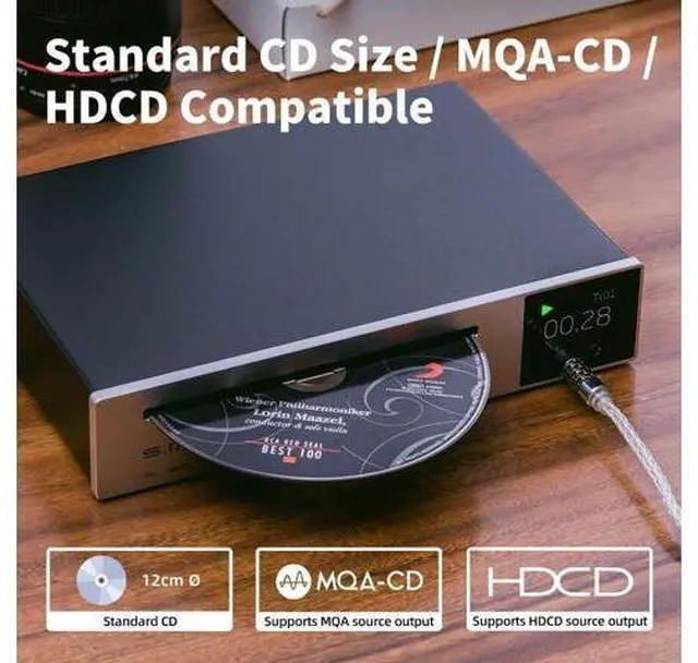 Alt view image 3 of 7 - PL150 CD Player High Power CS43198 D/A chip, Standard/MQA-CD/HDCD CDs, with RCA/3.5mm & 4.4mm Headphone/Optical/Coaxial Output, for Vehicle/Laptop/TV/PC, CD Player Amp with Remote Control (Black)