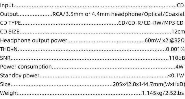 Alt view image 7 of 7 - PL150 CD Player High Power CS43198 D/A chip, Standard/MQA-CD/HDCD CDs, with RCA/3.5mm & 4.4mm Headphone/Optical/Coaxial Output, for Vehicle/Laptop/TV/PC, CD Player Amp with Remote Control (Black)