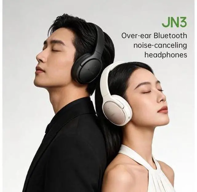 Alt view image 5 of 7 - JN3 Bluetooth Noise Cancelling Headphones, LDAC Hi-Res Audio, 115H Playtime, Spatial Audio, Over-Ear Wireless Headphones for Travel & Daily Use (Apricot White)