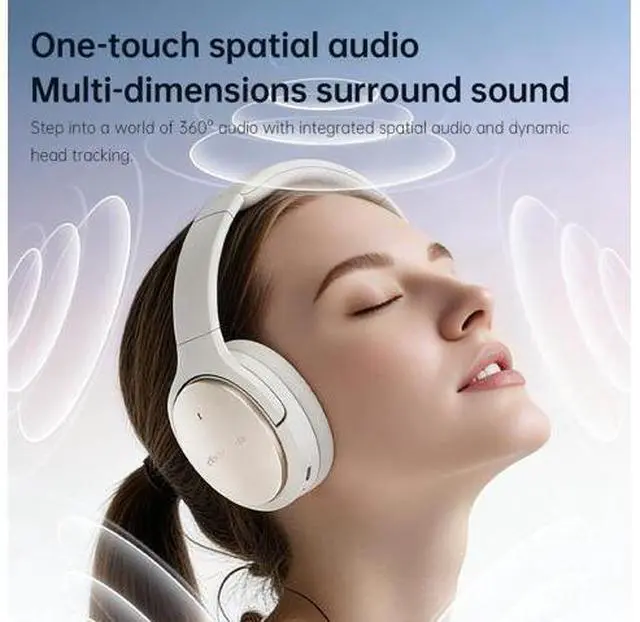Alt view image 2 of 7 - JN3 Bluetooth Noise Cancelling Headphones, LDAC Hi-Res Audio, 115H Playtime, Spatial Audio, Over-Ear Wireless Headphones for Travel & Daily Use (Apricot White)
