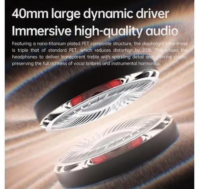 Alt view image 6 of 7 - JN3 Bluetooth Noise Cancelling Headphones, LDAC Hi-Res Audio, 115H Playtime, Spatial Audio, Over-Ear Wireless Headphones for Travel & Daily Use (Apricot White)