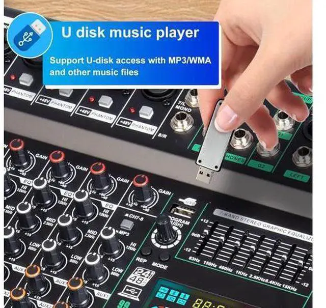 Alt view image 4 of 6 - TG8 professional dj audio mixer 8 channel input and dual group output with 99-bit dps reverb chip bluetooth usb recording and mp3 playback suitable for stage, bar, recording studio