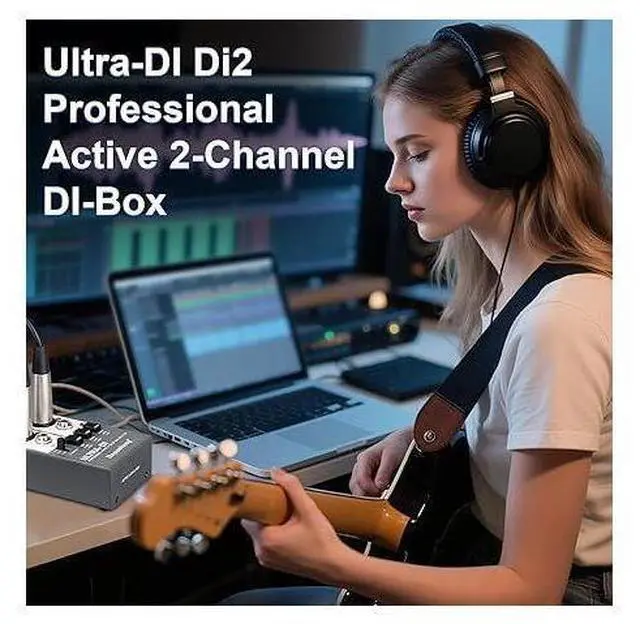 Alt view image 4 of 7 - Ultra-DI Di2 Professional Active 2-Channel DI-Box/Splitter w/Input Attenuator to Connect Guitar & Bass,Connector to Balanced & Unbalanced,Support 48V power supply