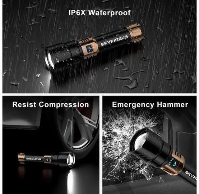 Alt view image 2 of 7 - LED Flashlights High Lumens 3pcs,10000mAh Super Bright Rechargeable Flashlight&SKYFIRE 2Pack Rechargeable EDC Flashlight with Electric Lighter and Magnetic Base