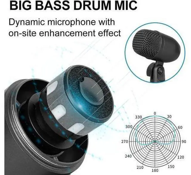 Alt view image 3 of 7 - 7-Piece Drum Microphone Set with 5 Dynamic Percussion Microphones and 2 Condenser Percussion Microphones Ideal for Instrument Recording and Music Production