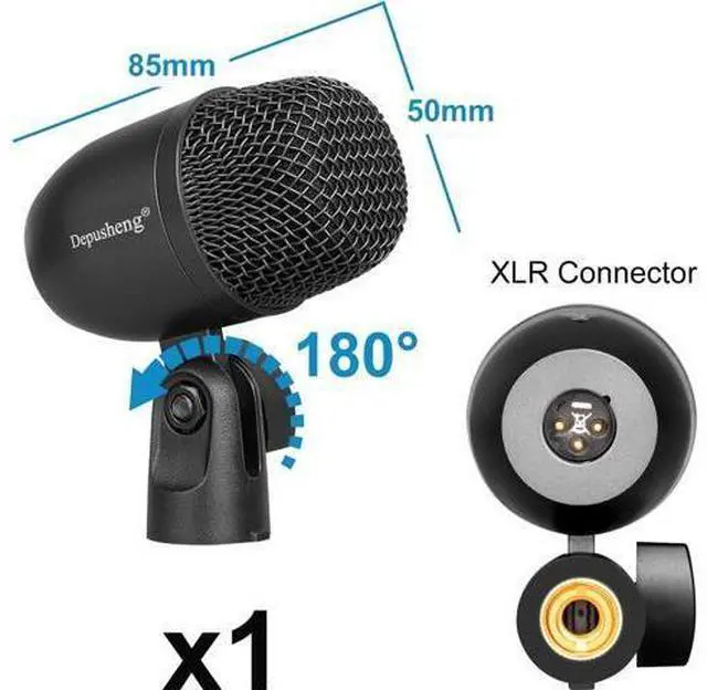 Alt view image 7 of 7 - 7-Piece Drum Microphone Set with 5 Dynamic Percussion Microphones and 2 Condenser Percussion Microphones Ideal for Instrument Recording and Music Production