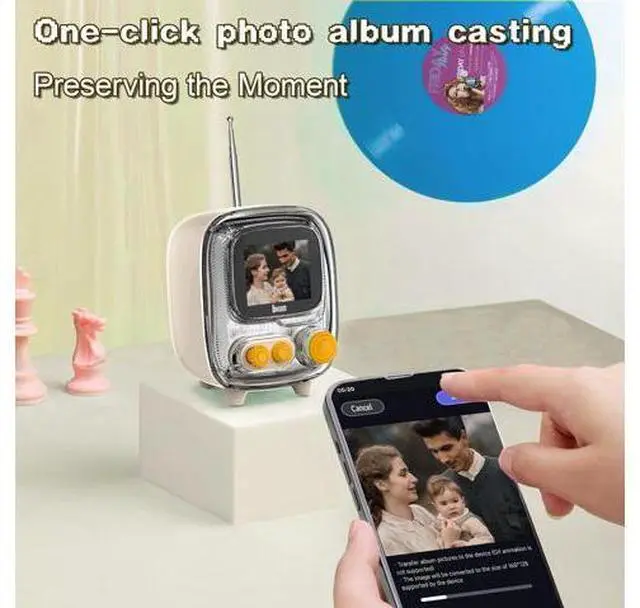 Alt view image 2 of 7 - Times Gate Pink and Tiivoo-2 Cream,Cyberpunk Gaming Setup Digital Clock with Smart APP Control and Mini TV Retro Bluetooth Speaker,Cute Decor for Bedroom,Bedside Desk