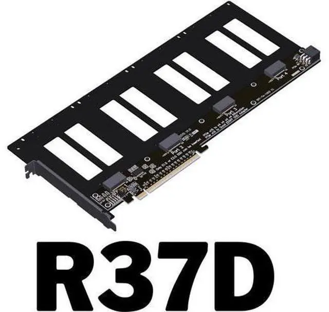 Alt view image 2 of 6 - ADT-R37 PCIe5.0x16 to 4-Port U.2/EDSFF Hard Disk Split Card 4x128Gbps 1 to 4 Expansion Adapter Compatible with Gen3/Gen4/Gen5 (R37D 5.0,to 4* E1.S/E3.S)