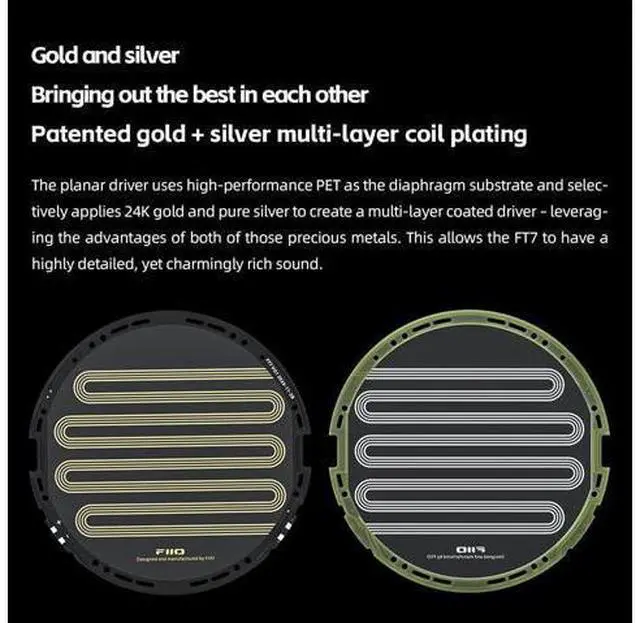 Alt view image 7 of 7 - FT7 Headphones Open-Back Planar 106mm Planar Magnetic Monitor Earphone Gold Diaphragm Carbon Fiber Shell Detachable Cables (Black)