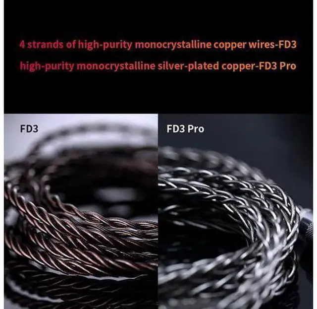 Alt view image 2 of 7 - FD3 Earphones in-Ear Earbuds High Resolution 1DD Bass Heavy MMCX Connector (Black)