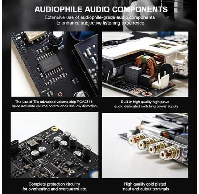 Alt view image 6 of 7 - VMV A1 PRO Gallium Nitride Power Amplifer chip PGA2311 Stereo Pure Power Amp Mode XLR(Mono)/RCA Input AMP, SNR 109dB HiFi Amp, Latest GaN Power Tubes, 2100mV/22 Hi-Res AMP with Remote Control
