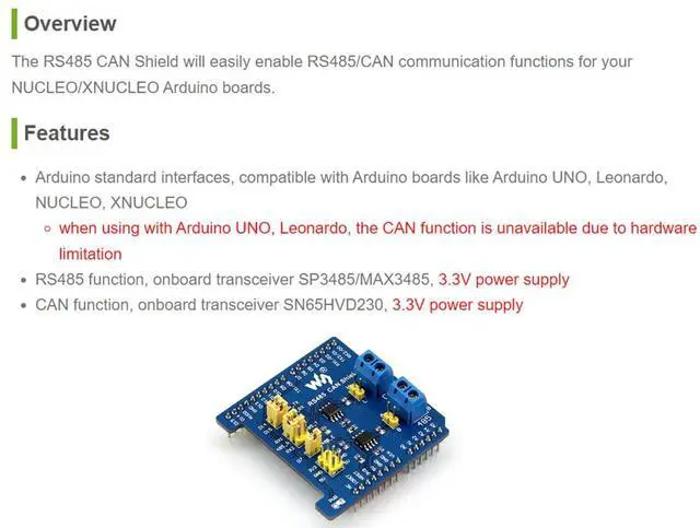 Alt view image 3 of 5 - RS485 CAN Shield Enable RS485/CAN Communication Functions for STM32 NUCLEO Development Board Compatible with UNO, Leonardo 3.3V