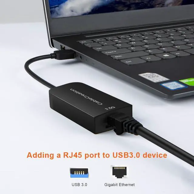 Alt view image 2 of 7 - 2.5G Ethernet to USB Adapter, Gigabit LAN Dongle Compatible with MacBook Windows 10,8.1, macOS X 10.6-10.15, Black