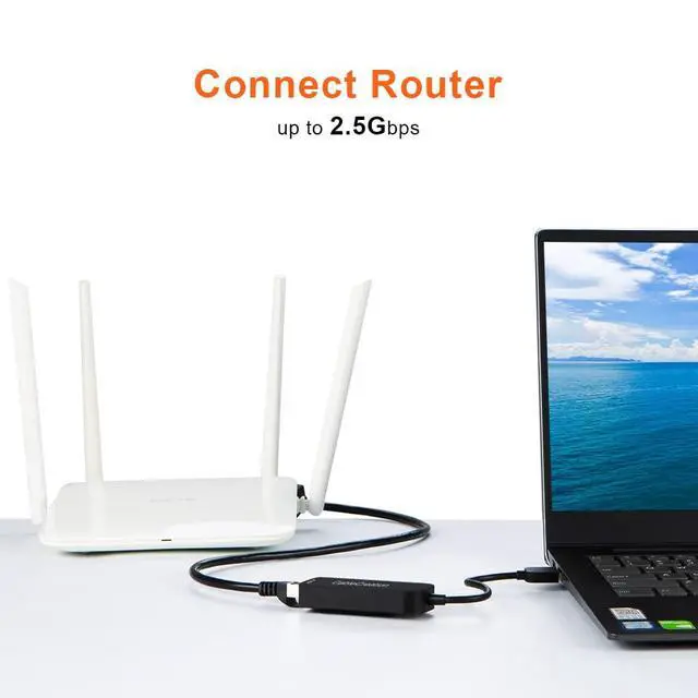 Alt view image 5 of 7 - 2.5G Ethernet to USB Adapter, Gigabit LAN Dongle Compatible with MacBook Windows 10,8.1, macOS X 10.6-10.15, Black