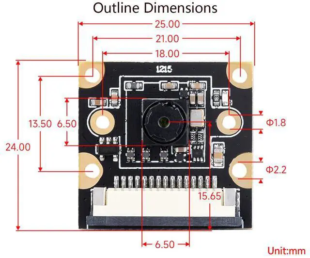 Alt view image 7 of 7 - Waveshare 8MP IMX219 Camera Module for Raspberry Pi 5, 79.3 FOV, MIPI-CSI Interface, Comes with Pi5 CSI Flexible Cable 200mm