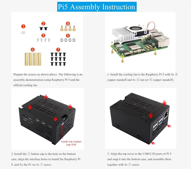 Alt view image 6 of 7 - Metal Case for Raspberry Pi 5, Support Add Pi 5 Active Cooler & Pi5 POE HAT & PCIe to M.2 HAT+ & PCIe to M.2 Board Most Hats/Modules and Accessories for Pi 5