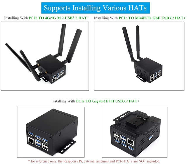 Alt view image 5 of 7 - Metal Case for Raspberry Pi 5, Support Add Pi 5 Active Cooler & Pi5 POE HAT & PCIe to M.2 HAT+ & PCIe to M.2 Board Most Hats/Modules and Accessories for Pi 5