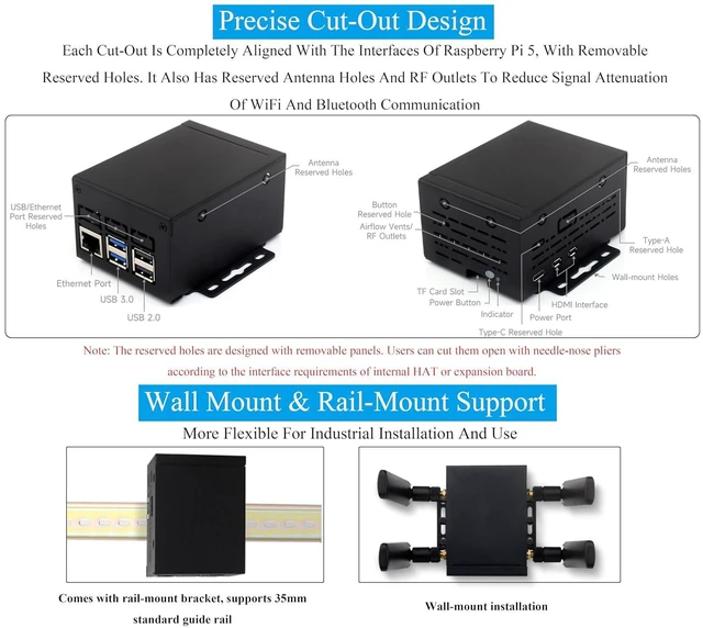 Alt view image 4 of 7 - Metal Case for Raspberry Pi 5, Support Add Pi 5 Active Cooler & Pi5 POE HAT & PCIe to M.2 HAT+ & PCIe to M.2 Board Most Hats/Modules and Accessories for Pi 5