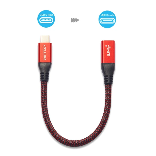 Alt view image 3 of 7 - USB C Extension Cable Short, USB-C Male to Female Extender Braided Cord for Nintendo Switch, MacBook Pro 7.8inch (Thunderbolt 3 Compatible)