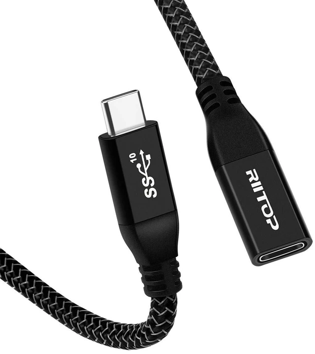 Main image of USB C Extension Cable Short (2FT), USB Type-C Male to Female Extender for Nintendo Switch, MacBook Pro, Dell XPS (Thunderbolt 3 Compatible)