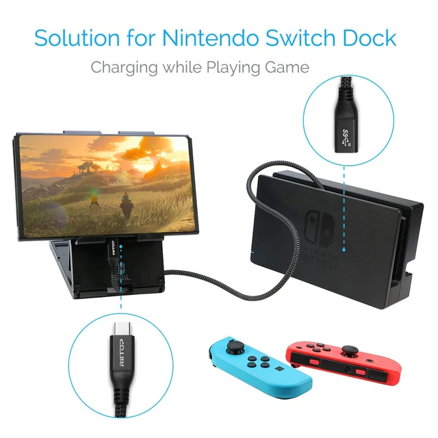 Alt view image 3 of 7 - USB C Extension Cable Short (2FT), USB Type-C Male to Female Extender for Nintendo Switch, MacBook Pro, Dell XPS (Thunderbolt 3 Compatible)