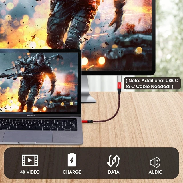 Alt view image 6 of 7 - USB C Extension Cable Short, USB-C Male to Female Extender Braided Cord for Nintendo Switch, MacBook Pro 7.8inch (Thunderbolt 3 Compatible)