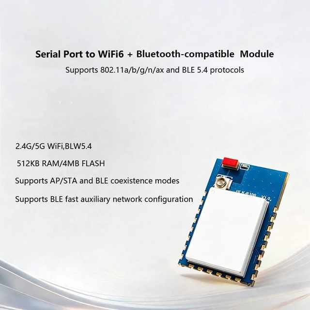 Alt view image 3 of 7 - HLK-B300 UART to WI FI6 Module Low Power Support Serial to WI FI STA/WI FI AP/BLE Compatible with TCP/IP Protocol (Test Kit)