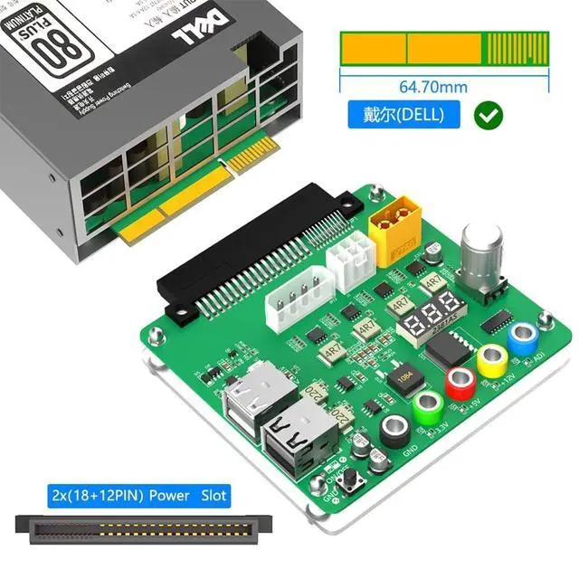 Alt view image 4 of 7 - 6Pin ATX Power Supply Breakout Board Acrylic Case Kit 4 x USB 2.0 Ports Compatible with Dell D750E-S1 DPS-750AB-2 A 05NF18 D750E-S6 05RHVV PSU