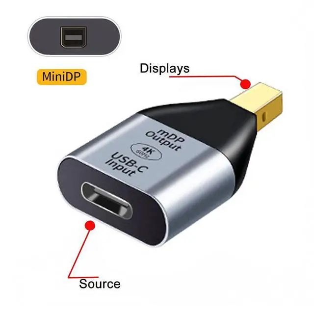 Alt view image 7 of 7 - USB C to Mini Displayport Converter(The Mini Displayport Terminal Must be Connected to The Monitor, not The Host.You Need to use The 10Gbps USB C to C Cable.Other Cable not Work)