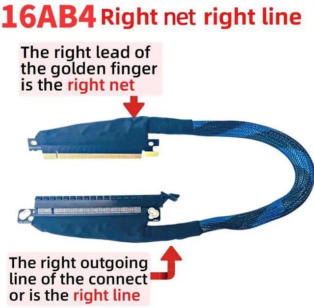 Alt view image 4 of 7 - JMT PCIE 4.0 X16 Extension Cable 32GBS GEN4 Braided Mesh Harness Riser for AI Server Graphics Card Bendable GPU Adapter (50cm,16AB4 Right-Right)