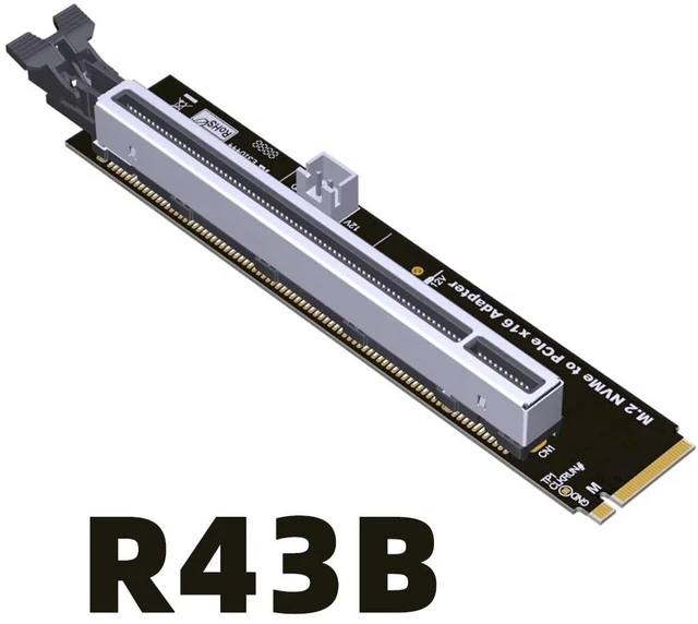 Alt view image 2 of 7 - ADT-R4 PCIe 4.0 M.2 Key-M to PCI-E X4 X16 Riser Adapter Card with SATA Power Cable Compatible with M.2 NVMe SSD 2260 2280 (R43B, to X16)