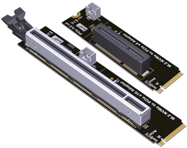 Alt view image 7 of 7 - ADT-R4 PCIe 4.0 M.2 Key-M to PCI-E X4 X16 Riser Adapter Card with SATA Power Cable Compatible with M.2 NVMe SSD 2260 2280 (R43B, to X16)