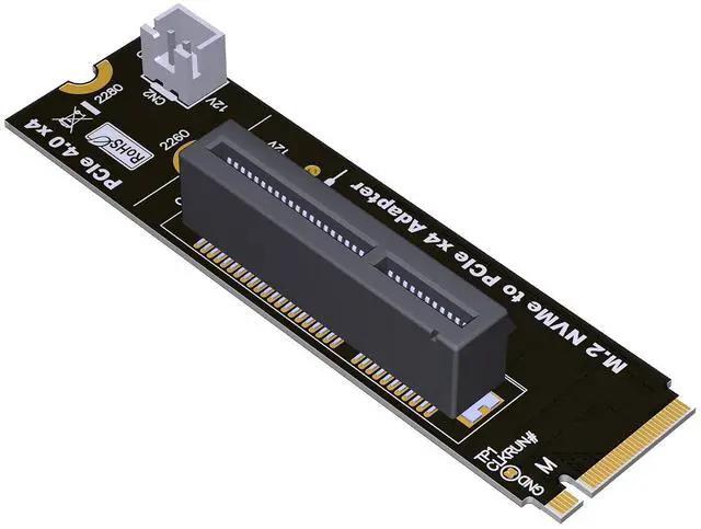 Main image of JMT NVMe M2 Key-M to PCI-e 4.0 4X 1X Slot Riser Card with 4 Pin MOLEX Power Cable M.2 2260 2280 SSD Port to PCIE Adapter Converter Multiplier for BTC Miner Mining (R42A)